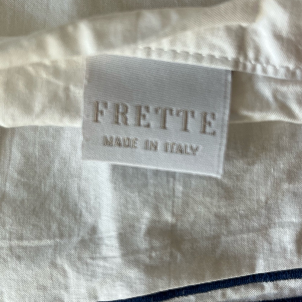 Frette Classic Duvet Cover Double Border King 2 Standard Shams White Navy Luxury - Picture 7 of 8